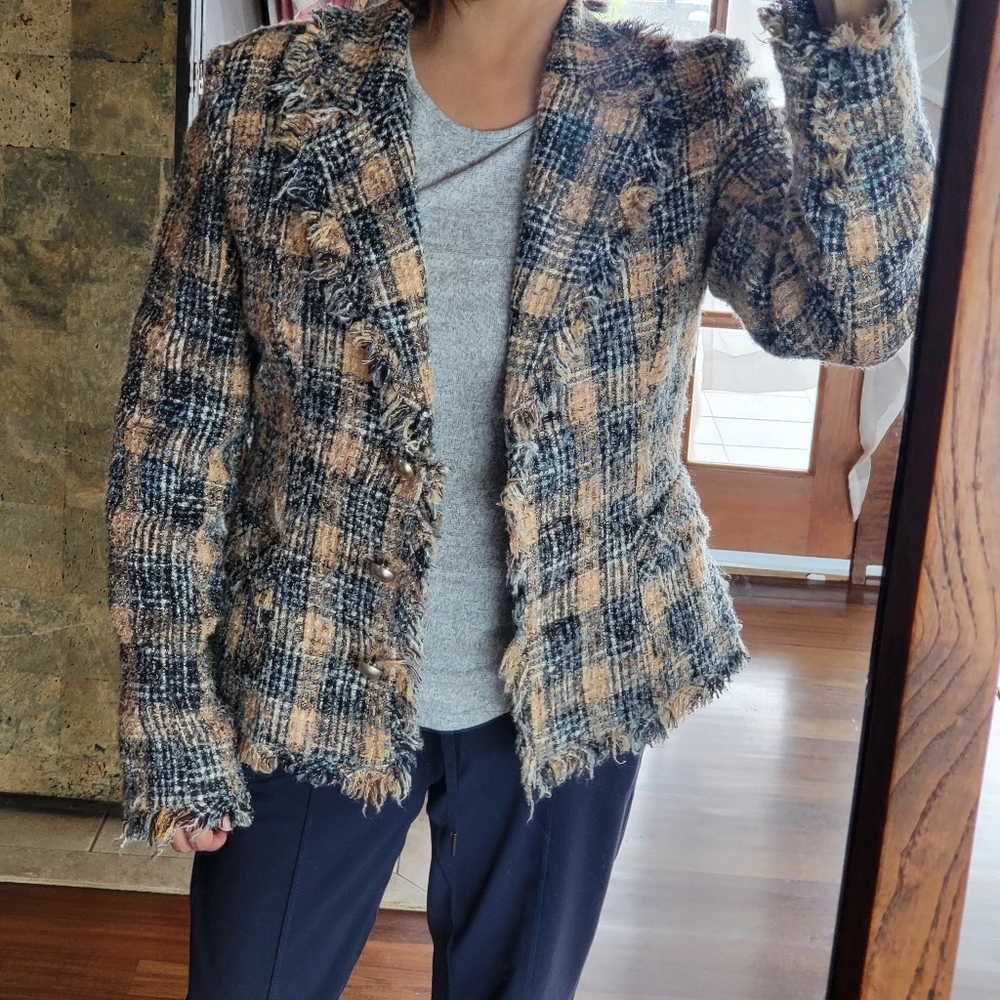 Tweed Raw frayed Comfy Blazer jacket